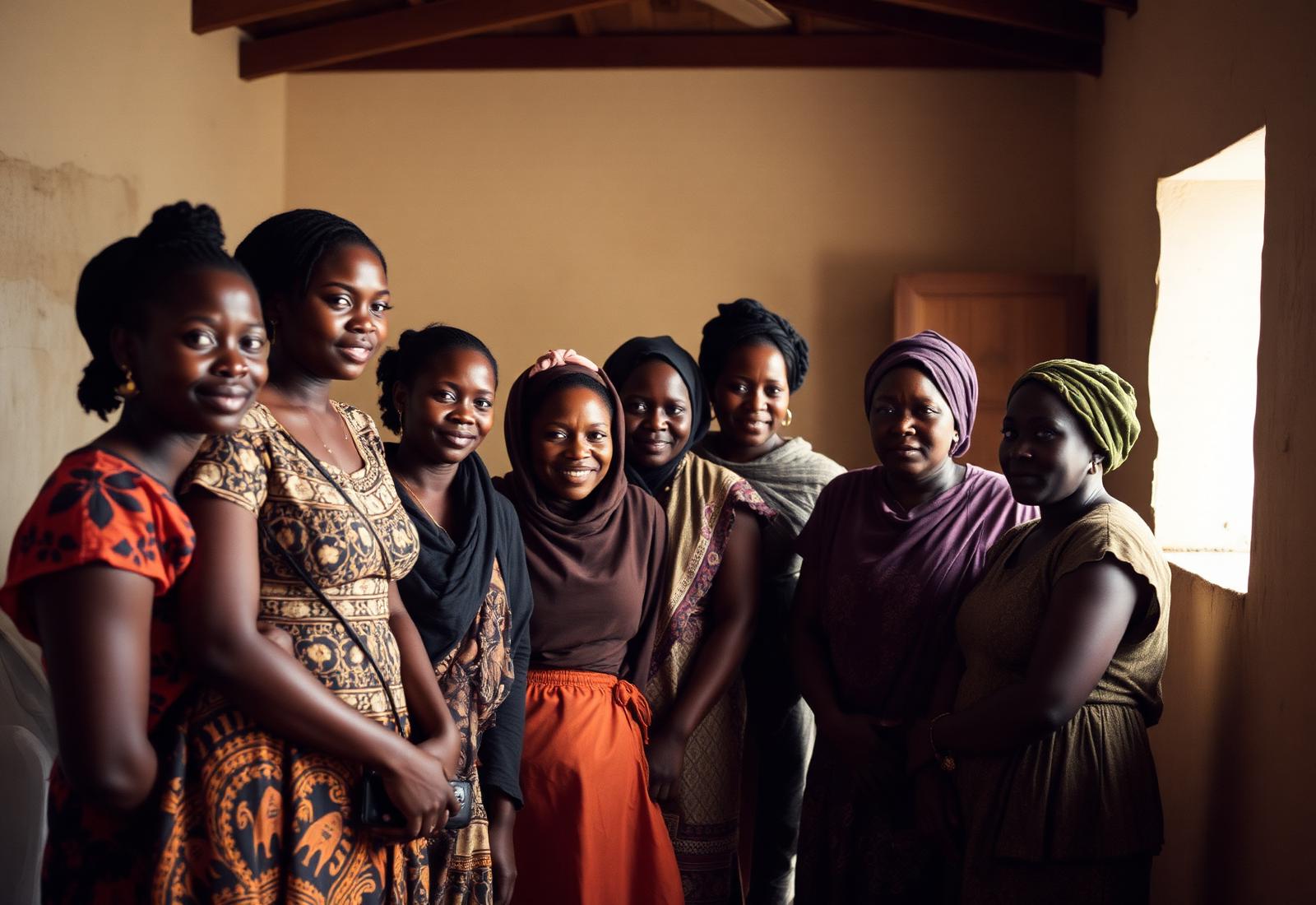 Women gathered in a community workspace
